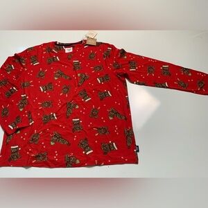 NWT Chelsea Peers CHRISTMAS OLLIE Dog PRINT Long Sleeve Size‎ L